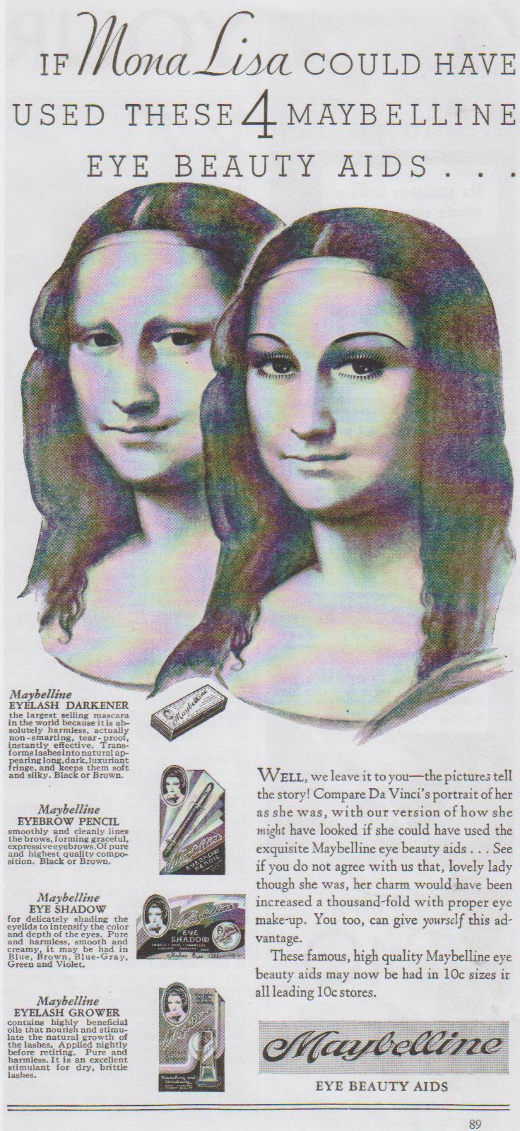 BEFORE AND AFTER – Became Maybelline’s signature style in advertising by the late 1930’s.