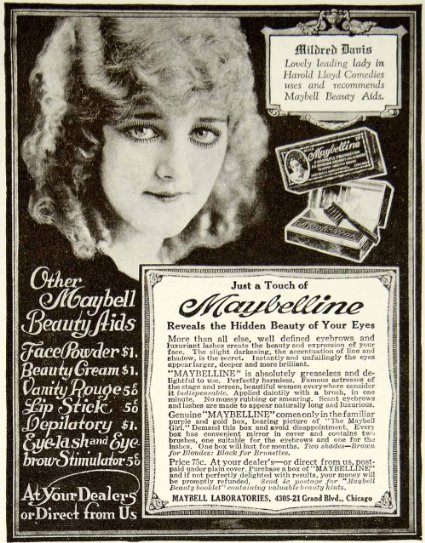Silent Film Star Mildred Davis  “INSPIRING CHANGE”… Maybelline was a simple idea that answered the call of women everywhere who desired enhancement of their natural beauty.