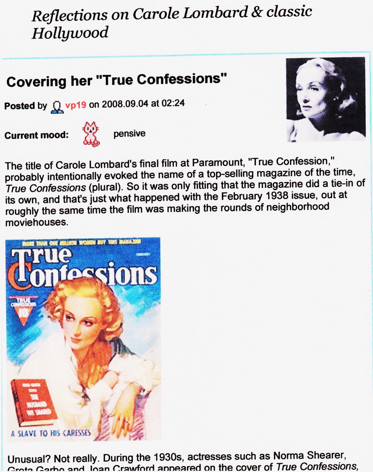 Maybelline Story excerpt with pictures of Carole Lombard, Fred MacMurray and Eleanor Fisher.