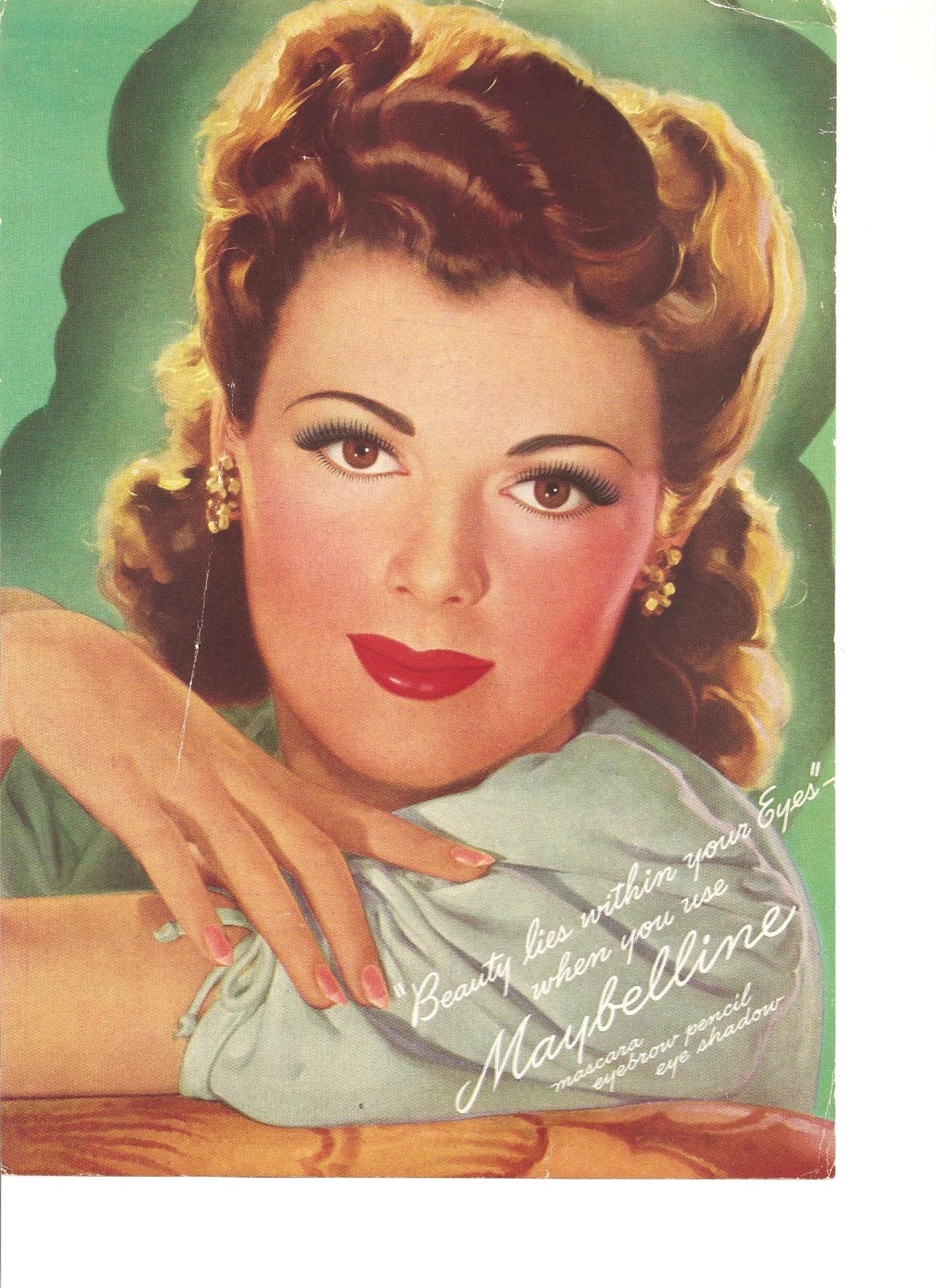 Maybelline’s “Queen of Horror” Lois Collier, represented the “American ideal,” for 1950’s teenage girls