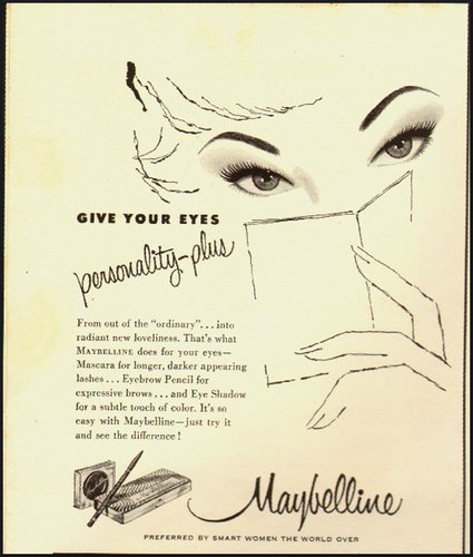 VINTAGE HOLLYWOOD GLAMOUR – BLACK AND WHITE MAYBELLINE ADS, 50’s STYLE
