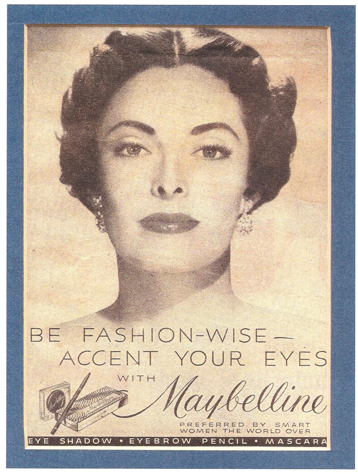 VINTAGE HOLLYWOOD GLAMOUR – BLACK AND WHITE MAYBELLINE ADS, 50’s STYLE