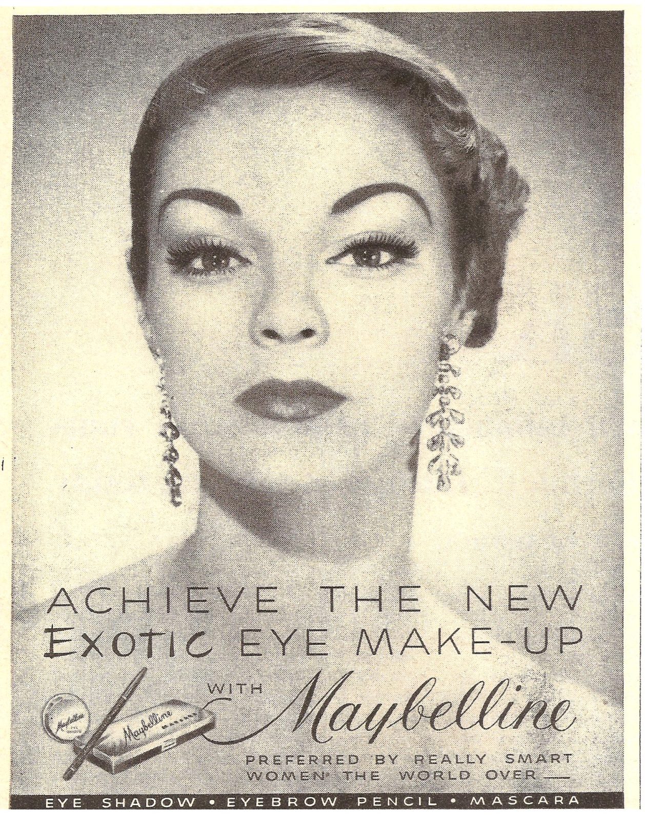 VINTAGE HOLLYWOOD GLAMOUR – BLACK AND WHITE MAYBELLINE ADS, 50’s STYLE