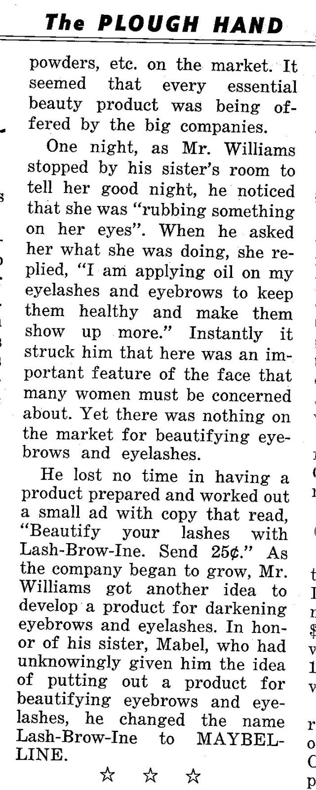 Obituaries – Maybelline Founder Tom Lyle Williams 1896 – 1976 and Plough Inc. Founder, Abe Plough 1892 -1984.