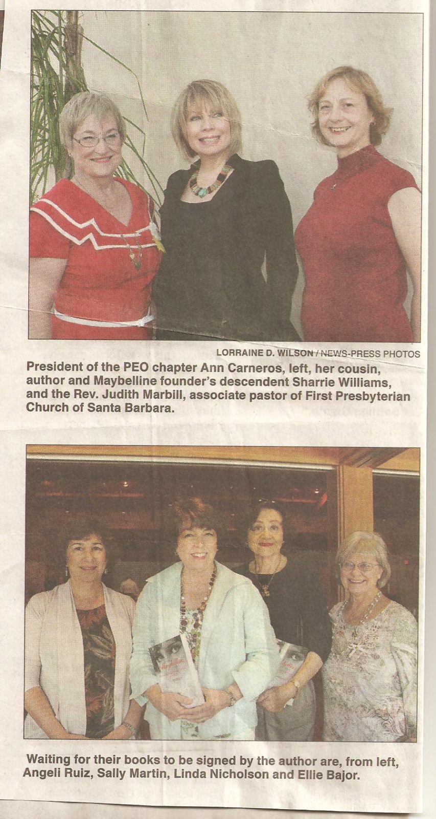 Santa Barbara News Press Article, Featuring my 100 Years of Maybelline Presentation for PEO