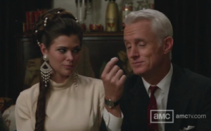Mad Men’s Don Draper continues to represent Maybelline in 1966 and 68 and Roger Sterling identify’s with Beach Boys song “I Just Wasn’t Made for These Times” while taking LSD in 1966