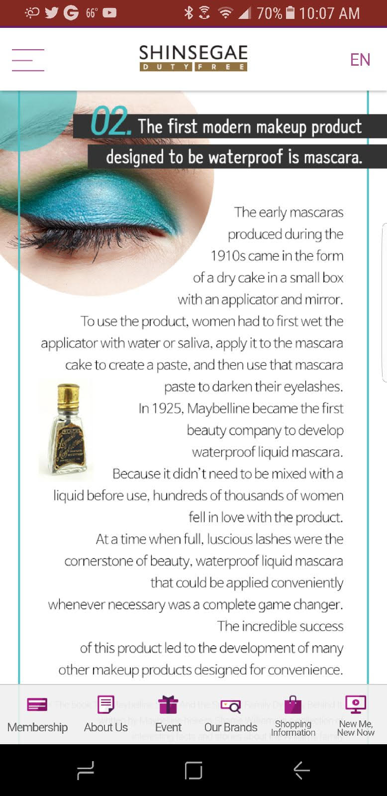 Korean Beauty Company, Shinsegae, features Maybelline history in their Ad Campaign.