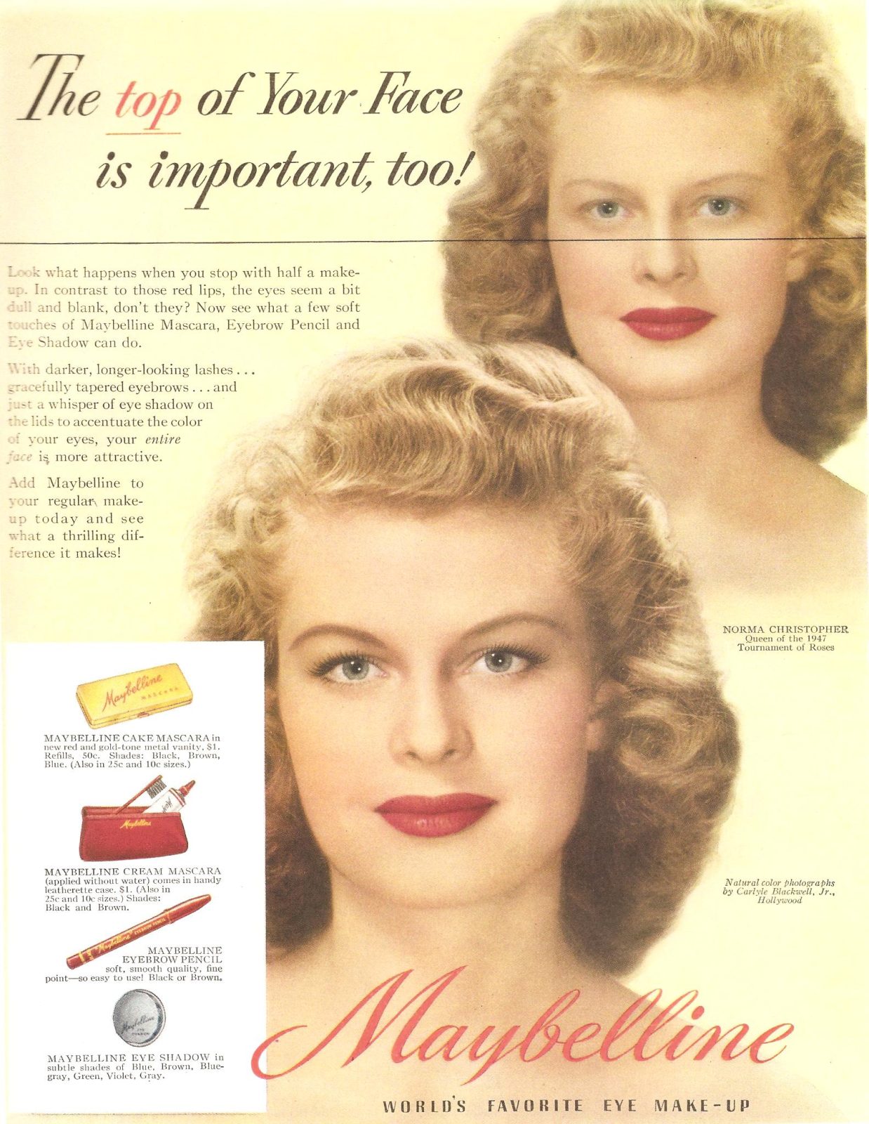 Maybelline’s California Girl, Norma Christopher, 1947.