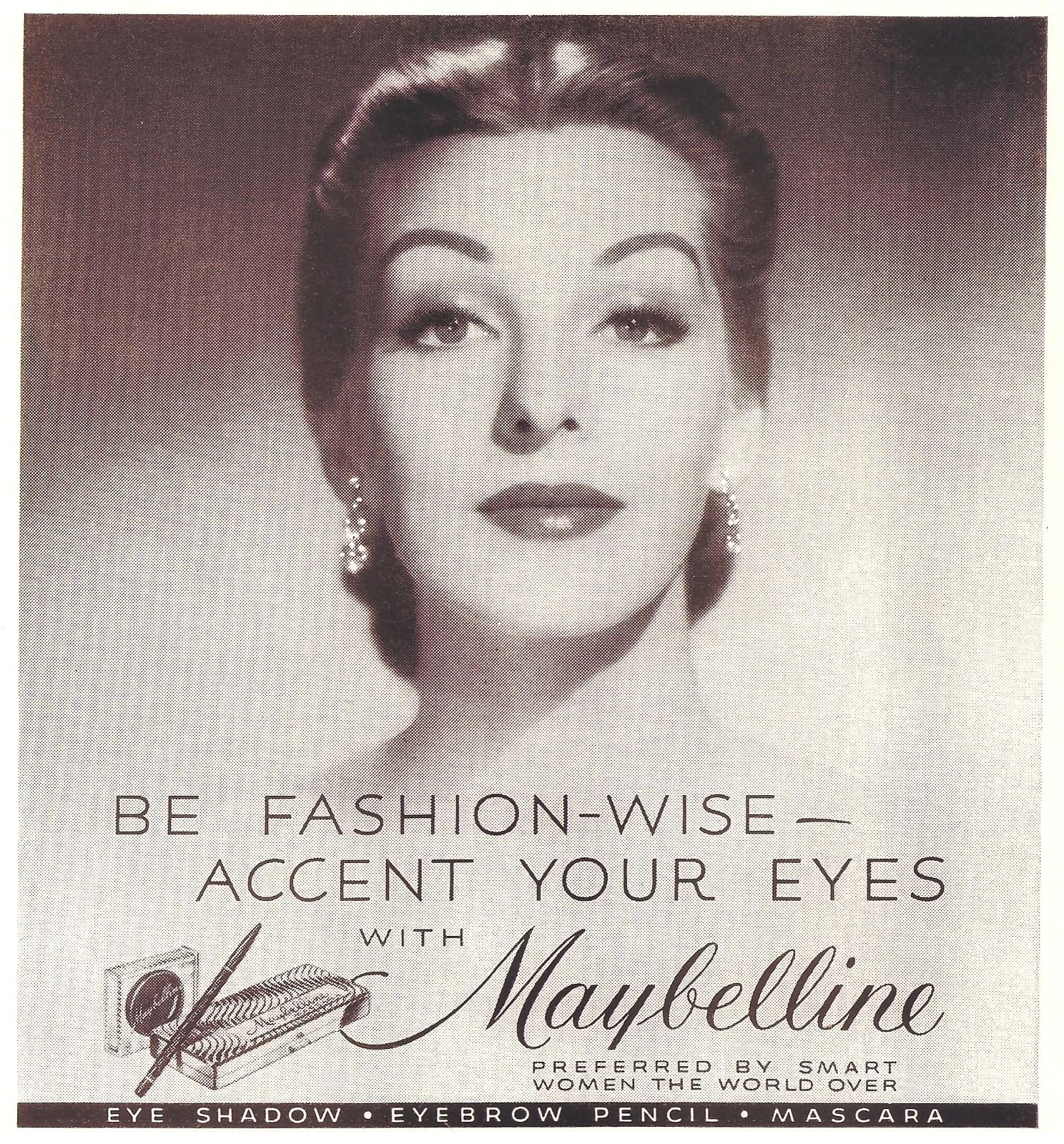 VINTAGE HOLLYWOOD GLAMOUR – BLACK AND WHITE MAYBELLINE ADS, 50’s STYLE