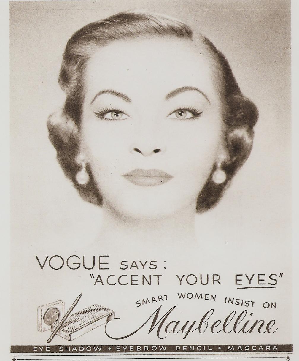 VINTAGE HOLLYWOOD GLAMOUR – BLACK AND WHITE MAYBELLINE ADS, 50’s STYLE