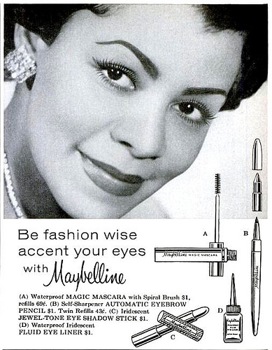 maybelline_ad,_black_ebony_1960's MAGIC WAND: BY MOVIE STAR MAKEOVER, Maybelline Story interview with author Sharrie Williams